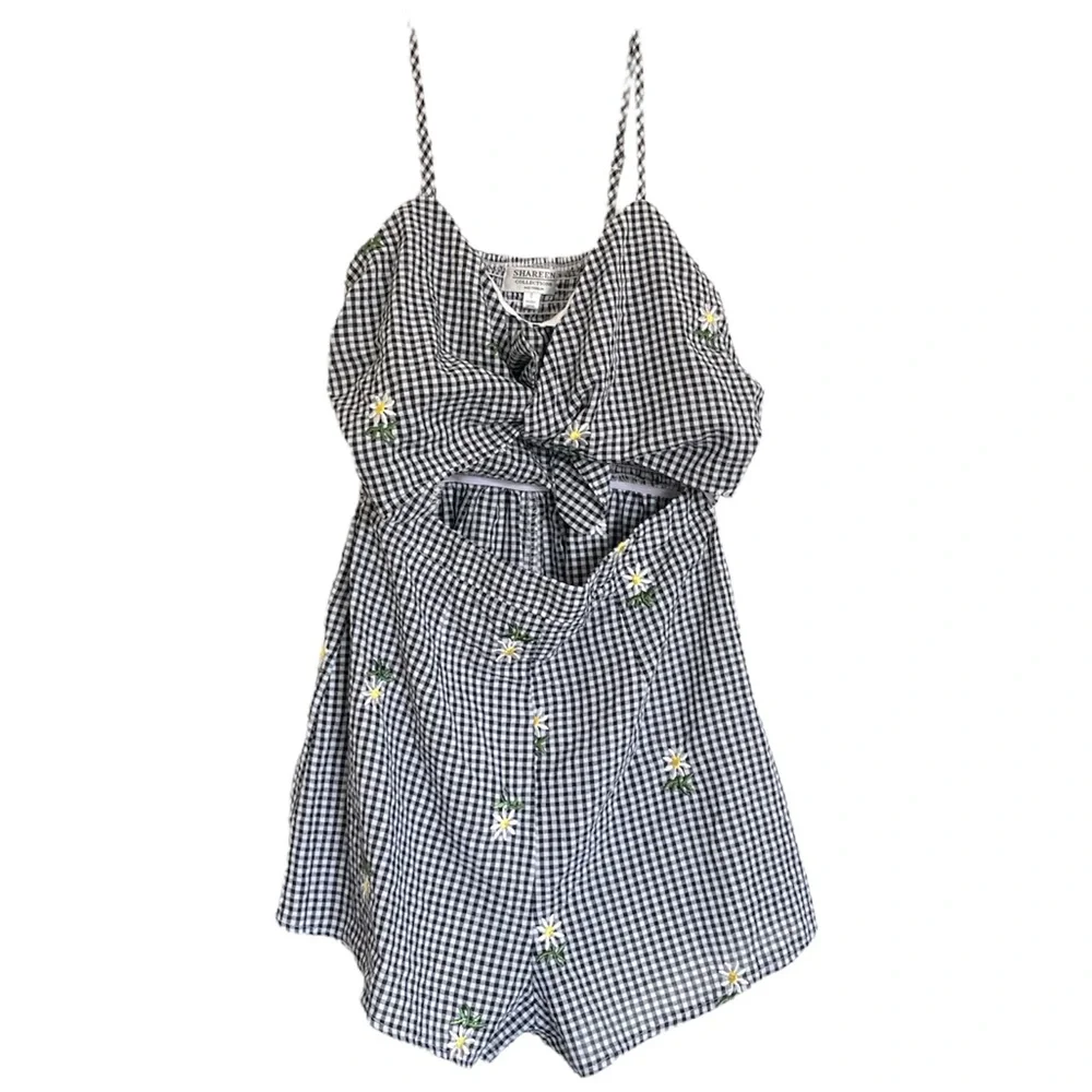 Shareen Floral Checkered Romper - Picture 1 of 7